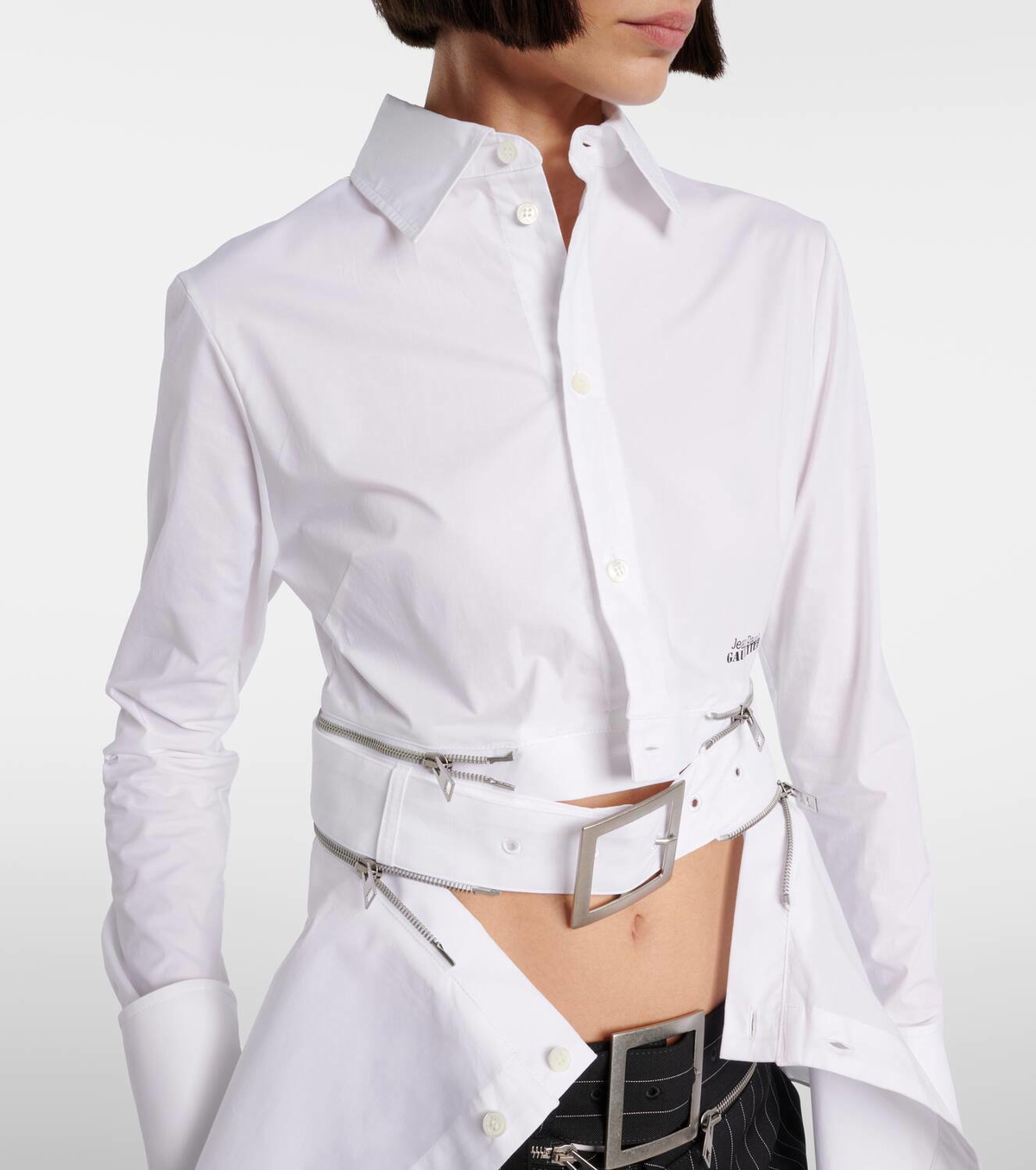 Jean Paul Gaultier Belted cotton-blend shirt dress