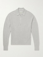 Oliver Spencer - Brice Ribbed Organic Cotton and Merino Wool-Blend Half-Zip Sweater - Gray