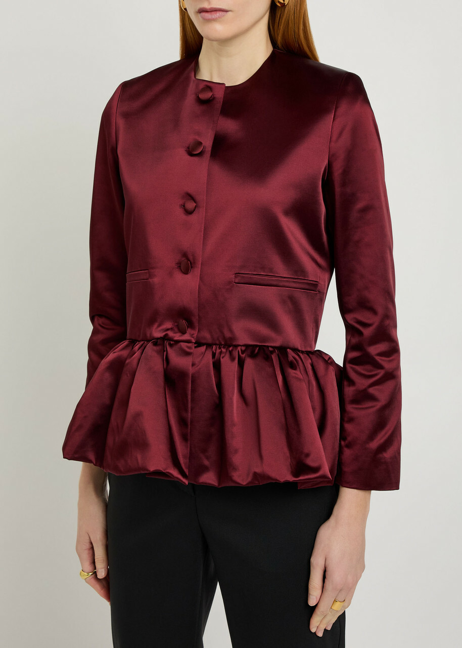 Liberowe Peplum Satin Jacket Burgundy