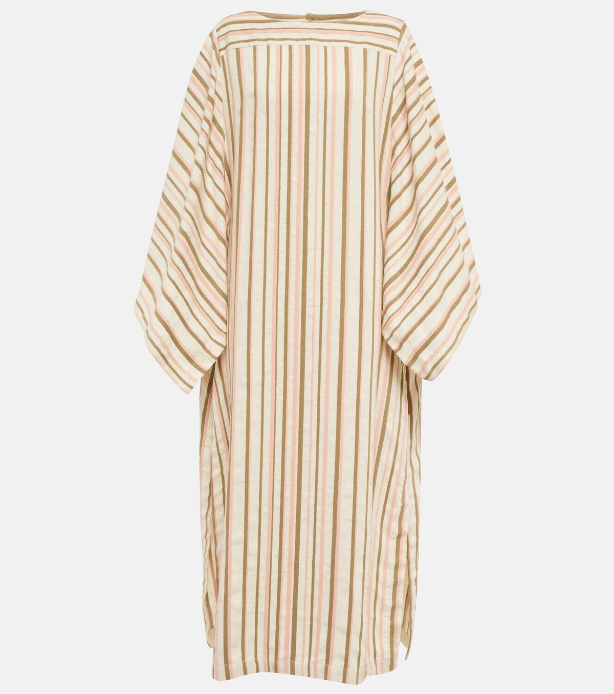 loro piana pleated striped linen midi dress Loro Piana