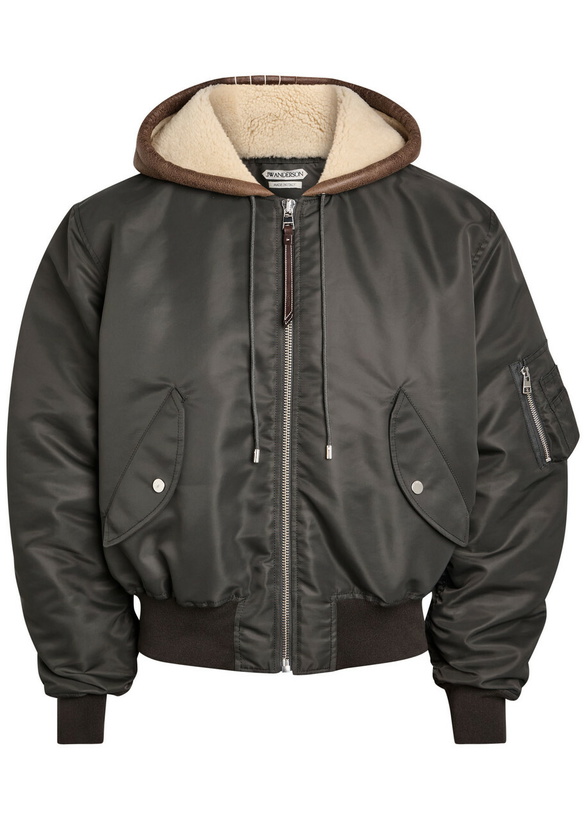 Photo: JW Anderson Quilted Hooded Nylon Bomber Jacket Khaki