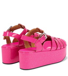 Loewe Glitter patent leather platform sandals