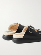 Alexander McQueen - Shearling-Lined Leather Sandals - Black