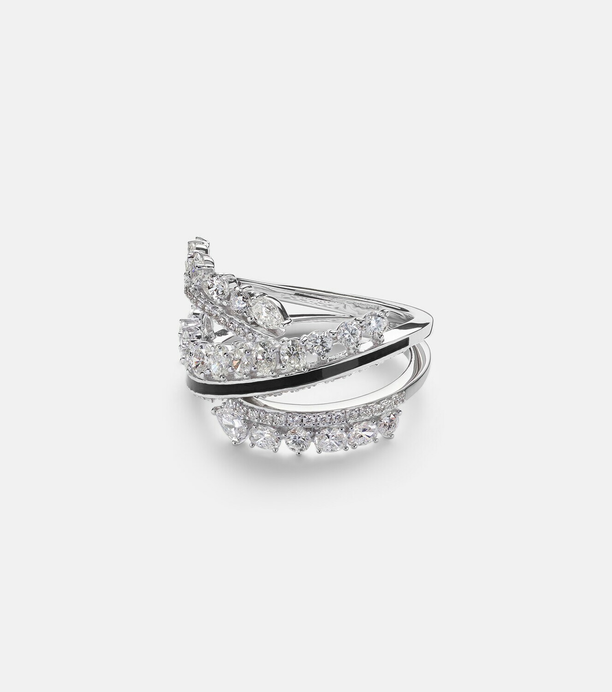 Kamyen Twist 18kt white gold and enamel ring with diamonds