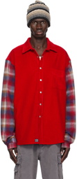 ERL Red Plaid Sleeve Overshirt