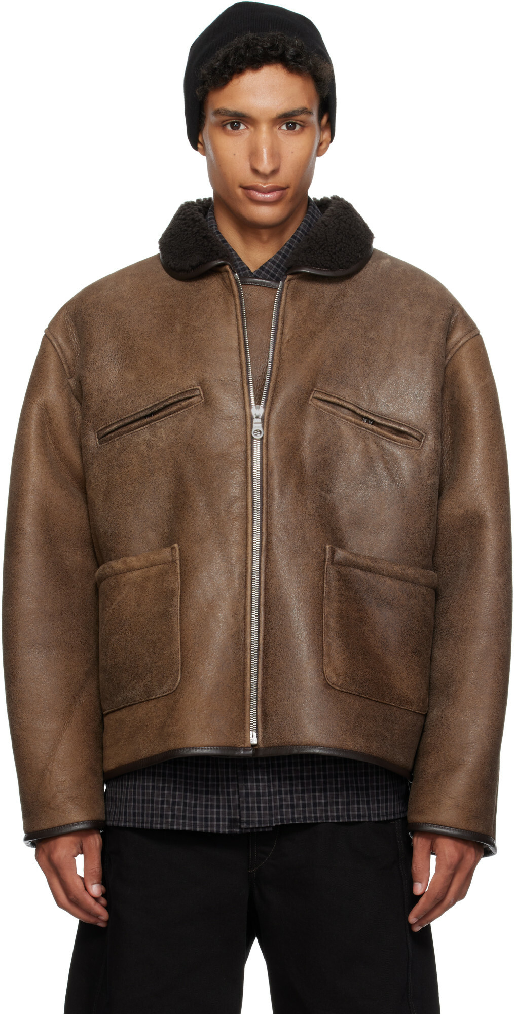 Cawley Brown Aviator Flying Leather Jacket