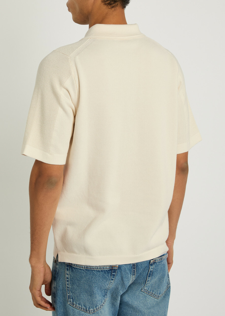 Stone Island Piqué Cotton Polo Shirt Ivory