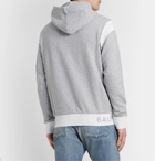 Balmain - Logo-Jacquard Mélange Loopback Cotton-Jersey Zip-Up Hoodie - Gray