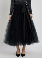 Erdem Bow-embellished Tulle Midi Skirt Black