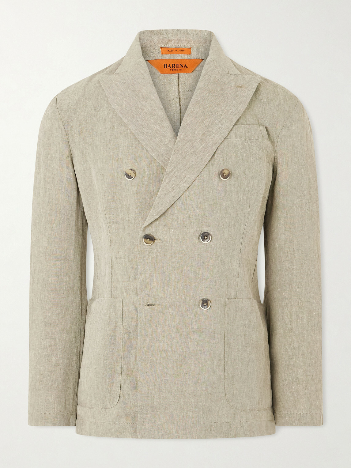 Barena - Siroco Marte Double-Breasted Linen Suit Jacket - Green