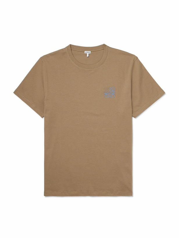 Photo: LOEWE - Slim-Fit Logo-Embroidered Cotton-Jersey T-Shirt - Brown