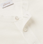 Brioni - Cotton and Silk-Blend Piqué Henley T-Shirt - Men - White