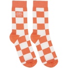 Opening Ceremony White and Pink Check Box Logo Socks