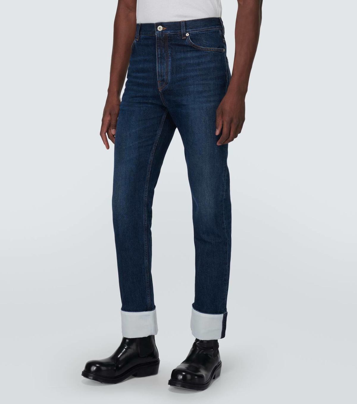 Straight turn best sale up jeans