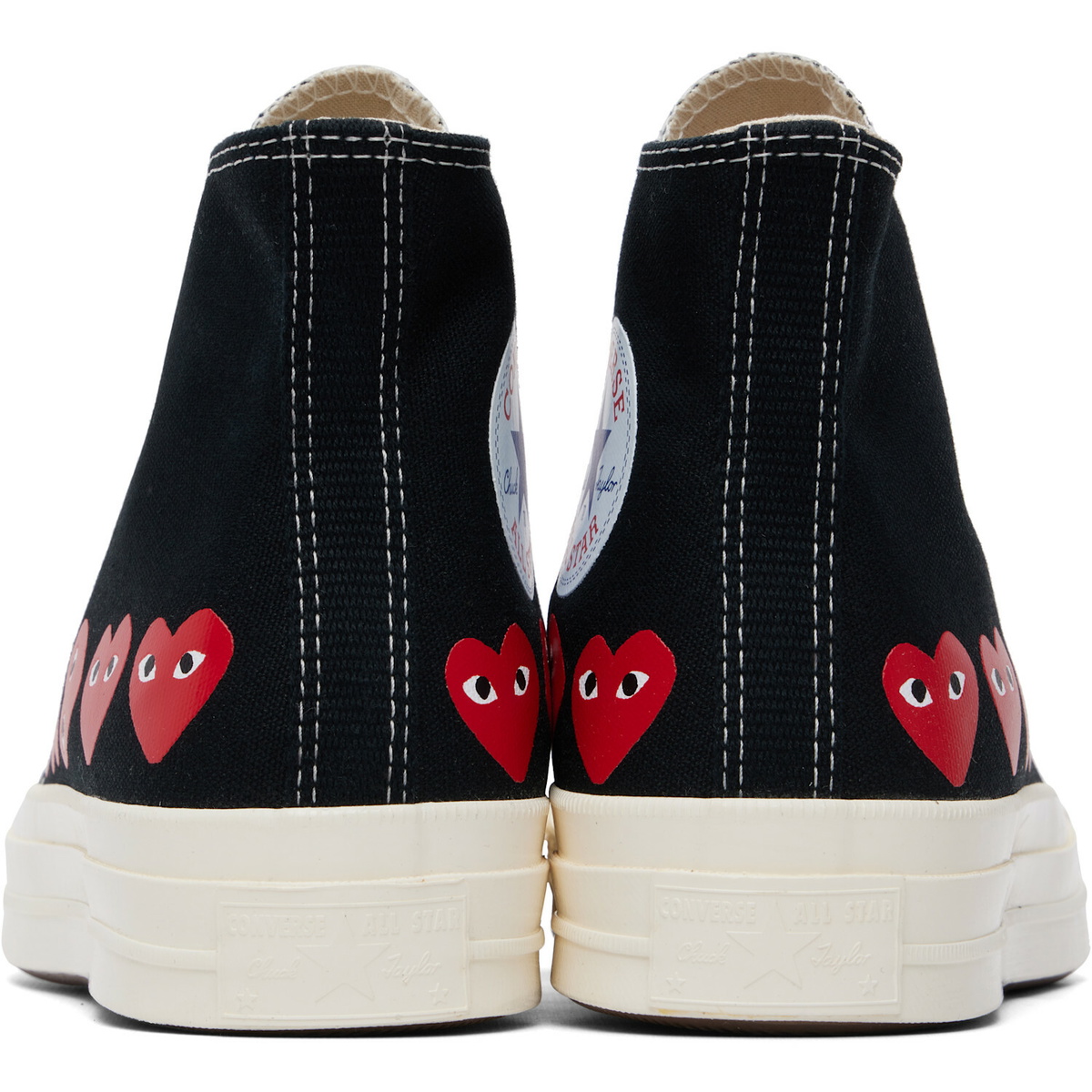 COMME des GARÇONS PLAY Black Converse Edition Chuck 70 Multi Heart Sneakers