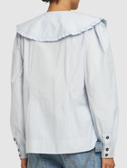 GANNI Cotton Poplin Frill Collar Shirt