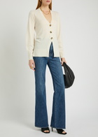 Veronica Beard Lamotte Gathered Cashmere Cardigan Ivory