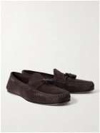 TOM FORD - Berwick Tasselled Leather-Trimmed Suede Slippers - Brown