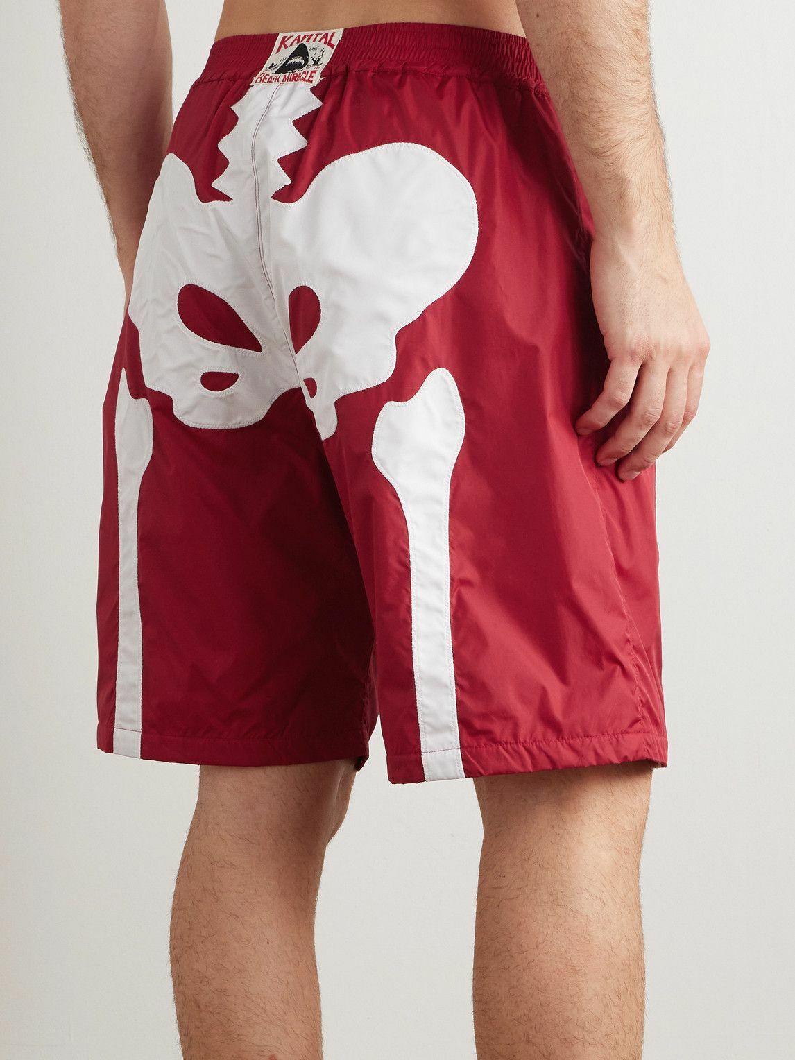 KAPITAL - Straight-Leg Long-Length Panelled Swim Shorts - Red