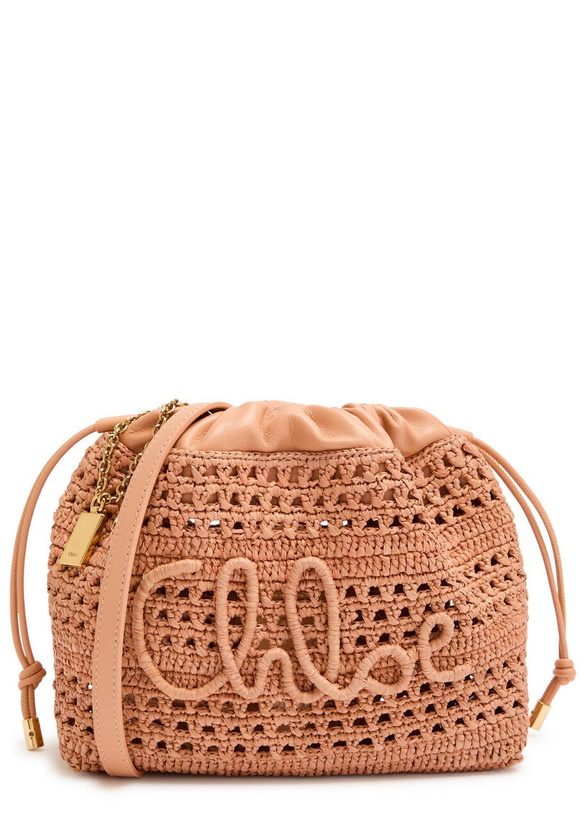 Photo: Chloe Summer Banana Leather and Raffia Cross-body Pouch - Natural - One Size