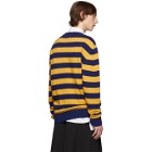 Loewe Navy and Yellow Cashmere Stripe Sweater