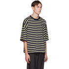 N.Hoolywood Navy and Off-White Border T-Shirt