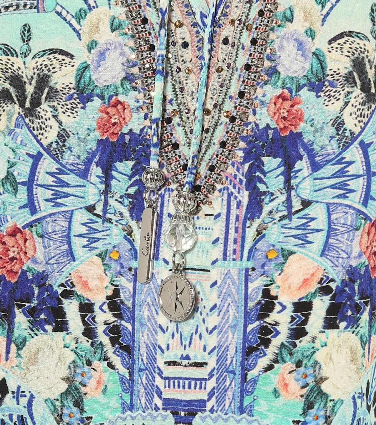 Camilla Embellished printed silk camisole