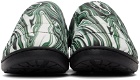SUBU SSENSE Exclusive Green & White Quilted Suminagashi Slippers