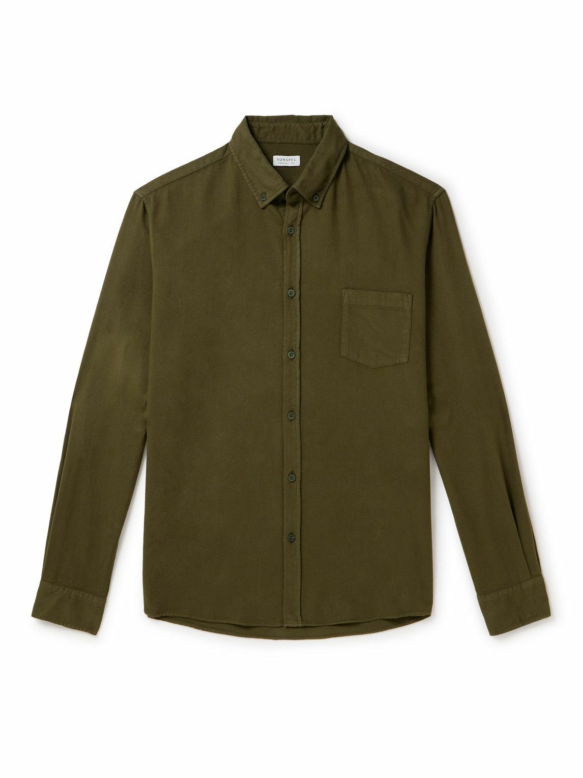 Sunspel - Cotton-Flannel Shirt - Green Sunspel