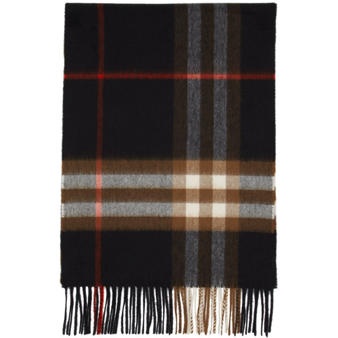 Photo: Burberry Black and Brown Cashmere Check Giant Icon Scarf