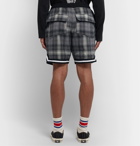 Rhude - Webbing-Trimmed Checked Cotton Drawstring Shorts - Gray