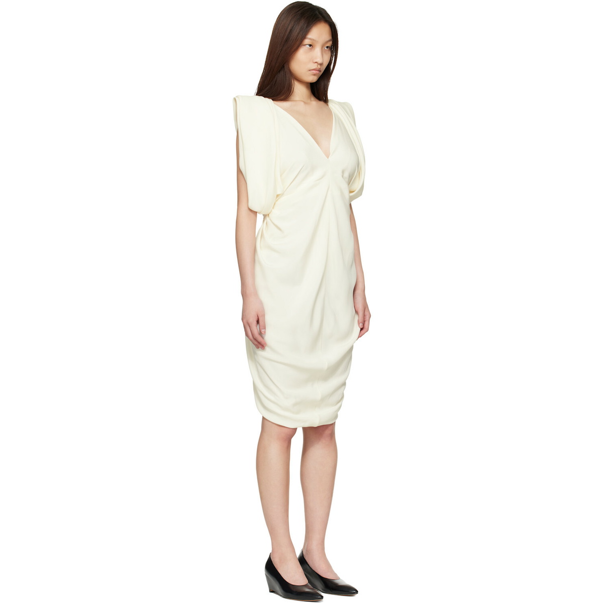 Versace Off-White Cocktail Crepe Midi Dress