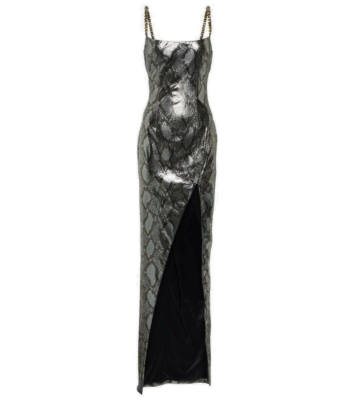 Photo: Balmain Chain-detail snake-print gown