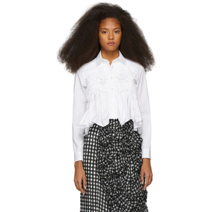 Chika Kisada White Ruffled and Shirred Shirt