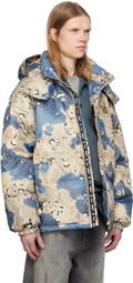 AAPE by A Bathing Ape Beige & Blue Camo 'AAPE' Main Down Jacket