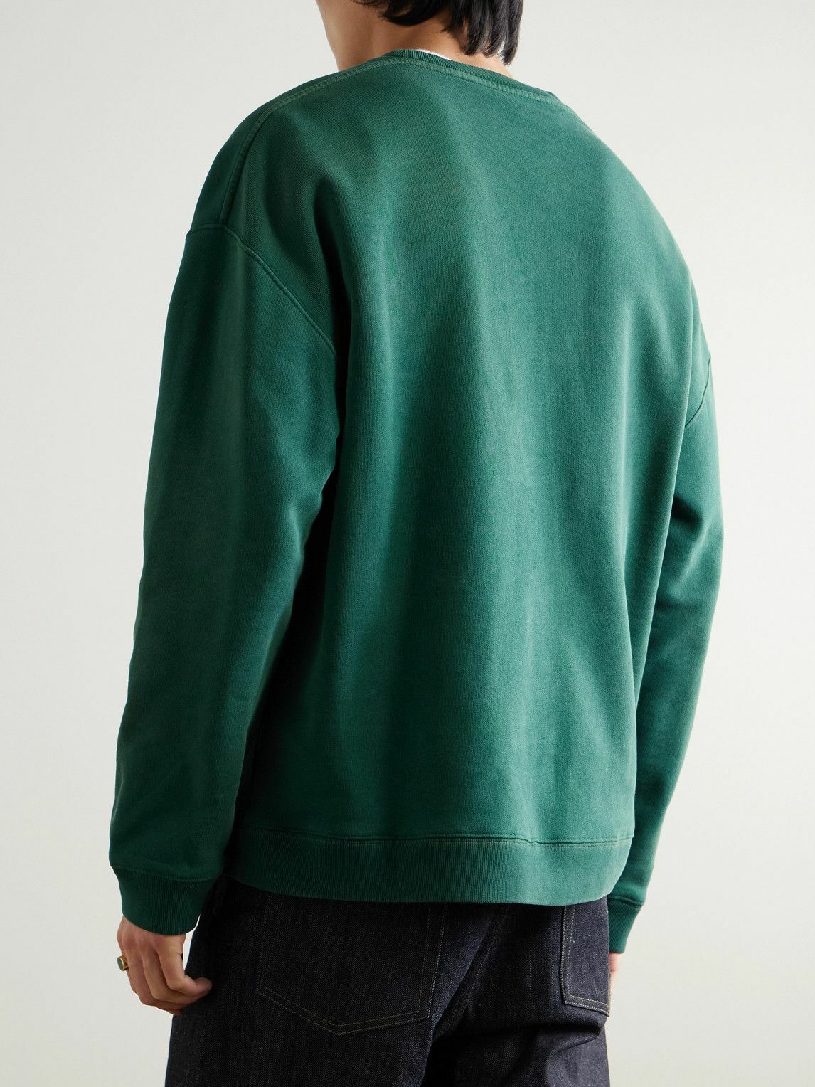 LOEWE - Logo-Embroidered Cotton-Jersey Sweatshirt - Green Loewe