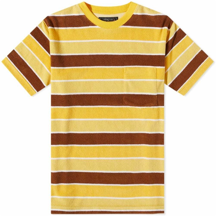 Photo: Beams Plus Men's Stripe Pile Pocket T-Shirt in Yellow