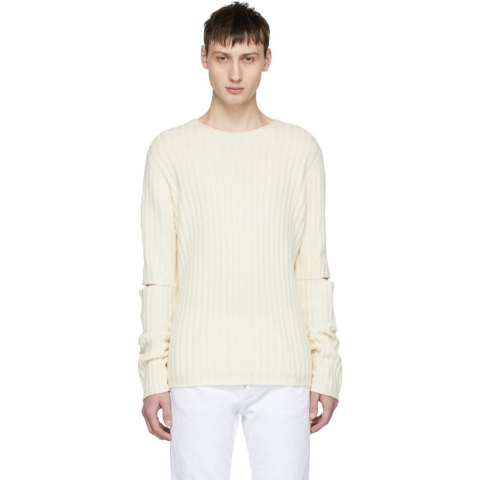 Photo: Helmut Lang Off-White Re-Edition Elbow Cut Out Sweater 