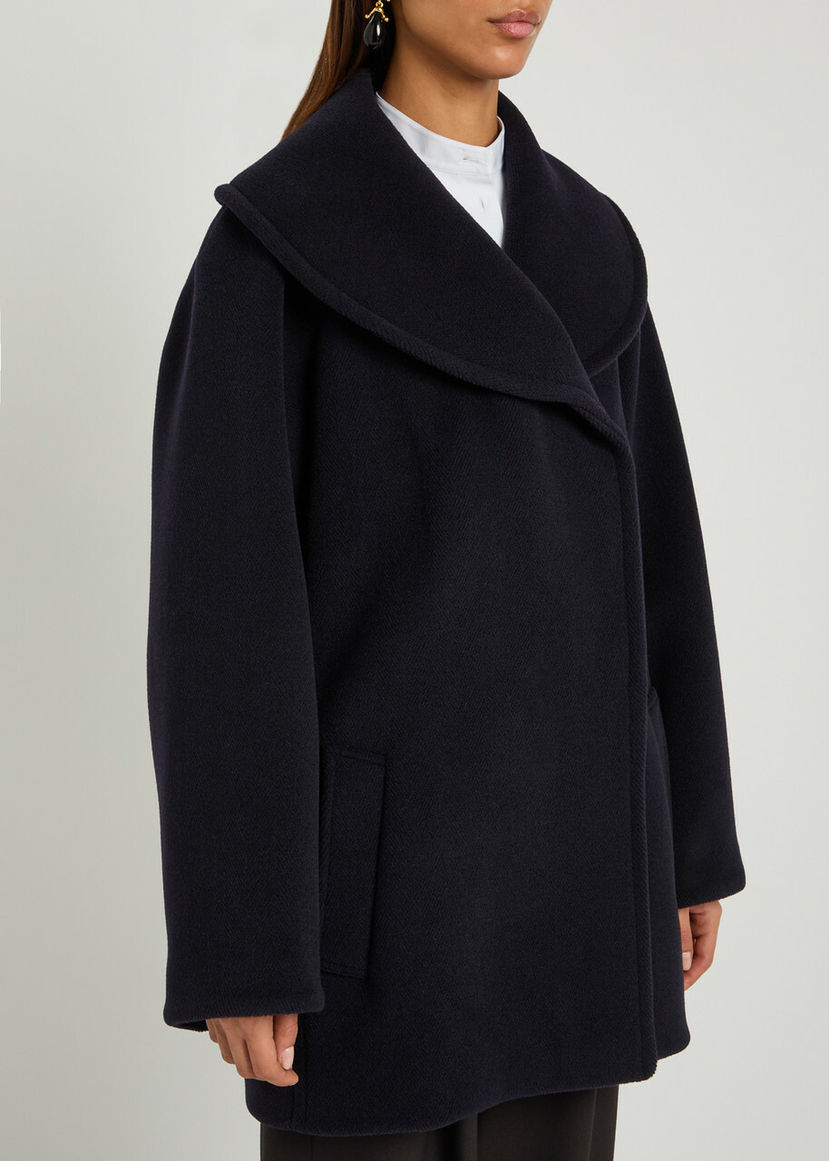 Alaïa Double-breasted Wool Coat Navy