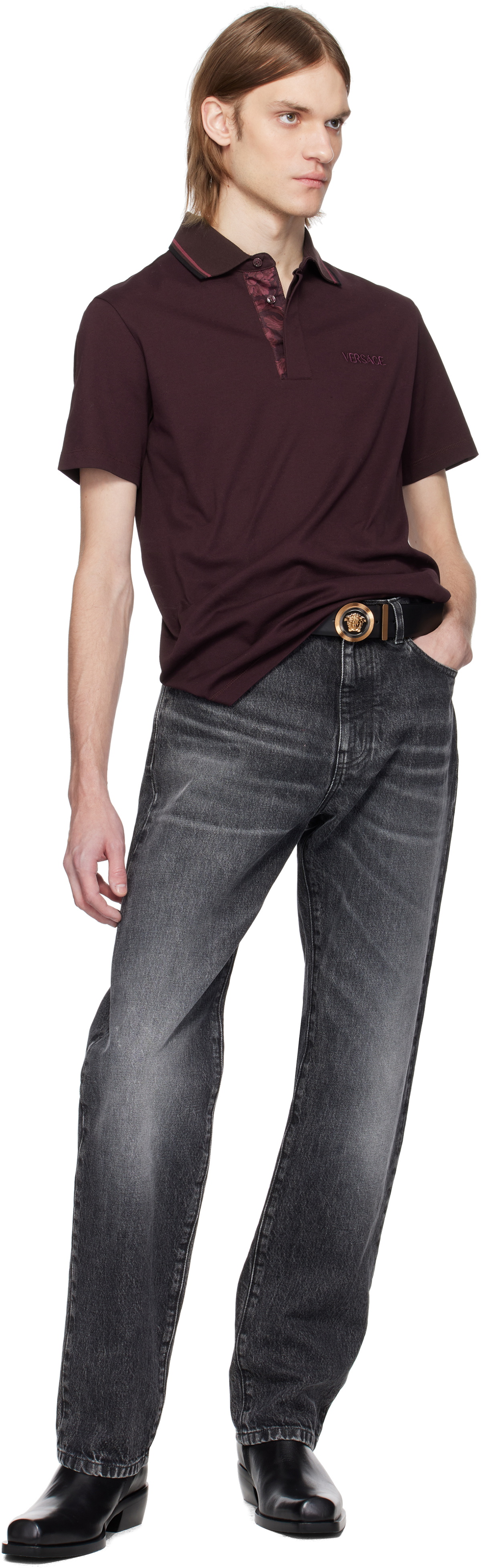 Versace Black Medusa Biggie Enamel Leather Belt