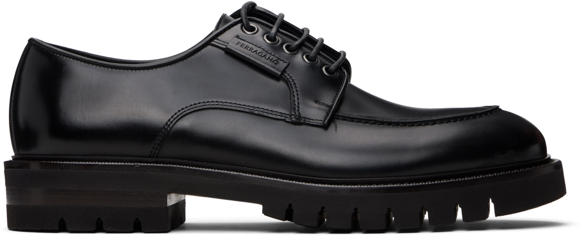 Ferragamo Black Lace Up Derbys