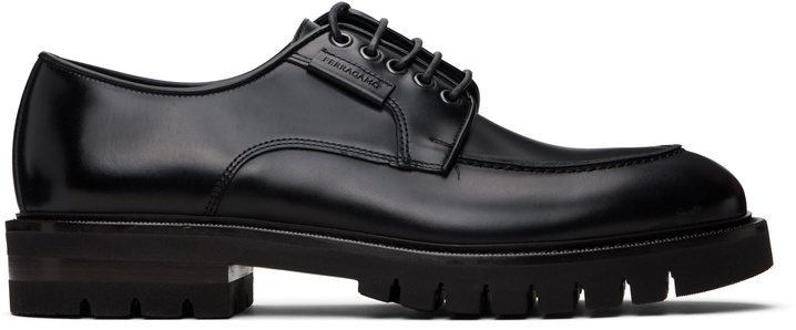 Photo: Ferragamo Black Lace Up Derbys
