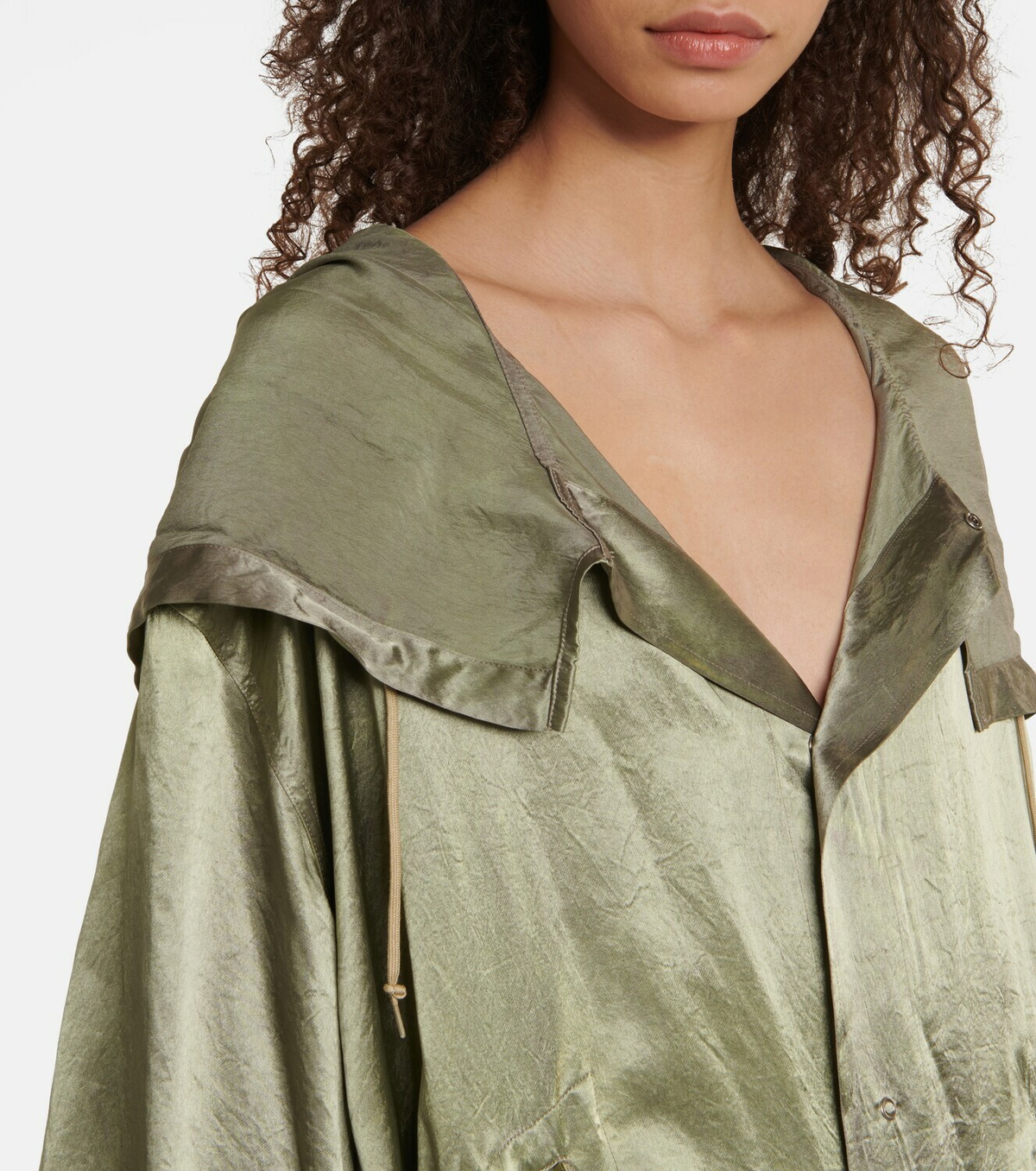 Maison Margiela Hooded satin midi parka dress