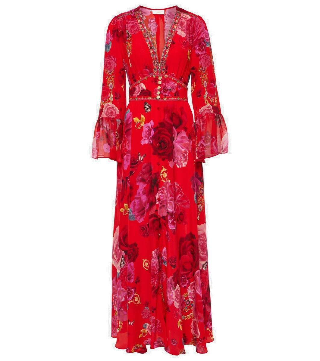 Photo: Camilla Embellished floral silk maxi dress