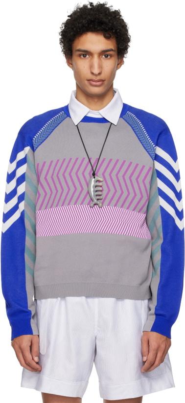 Photo: Kiko Kostadinov Gray & Blue Gizi Panelled Sweater