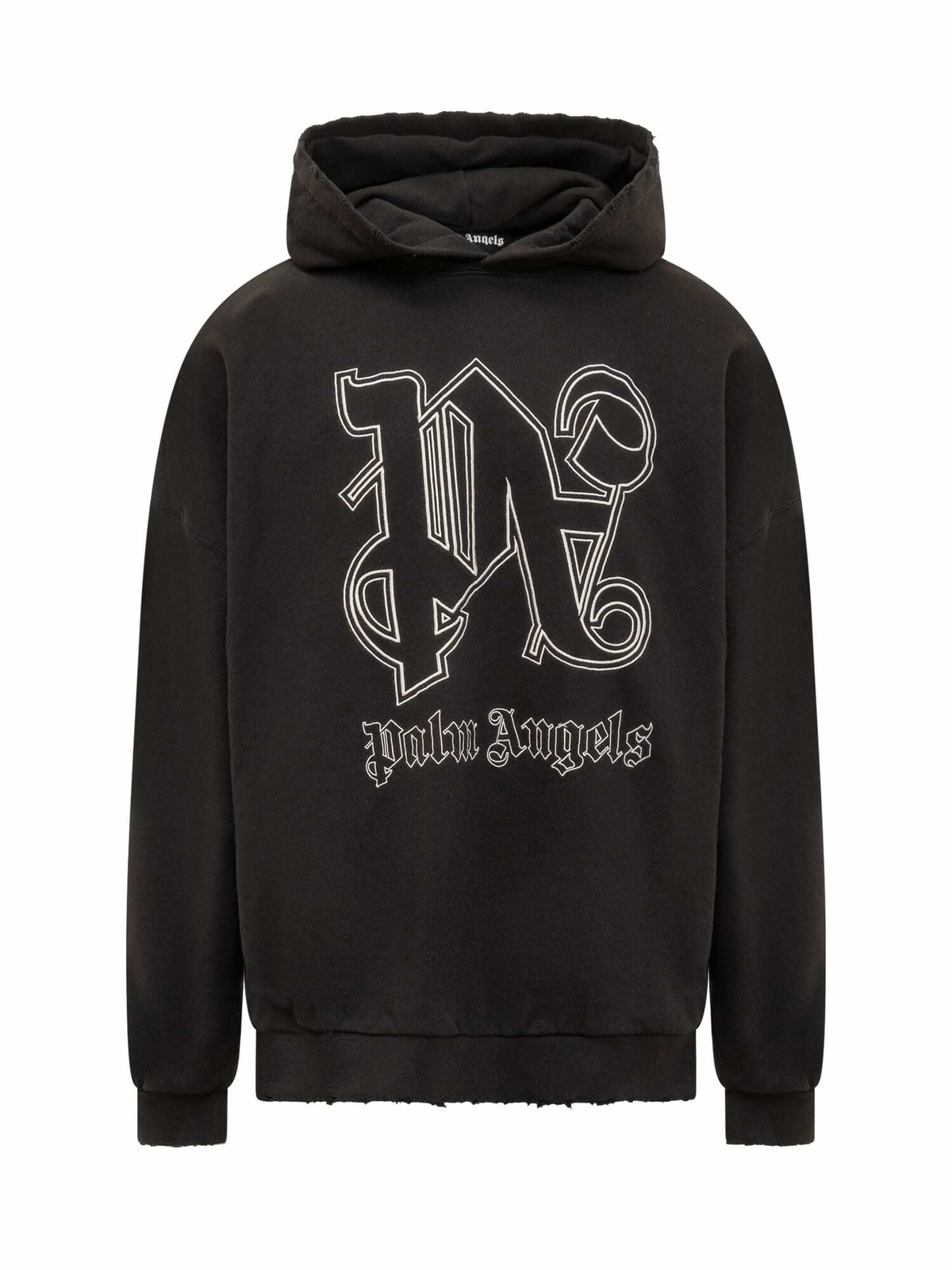 【関税込み】Palm Angels ブラック カーブドロゴ ジップフーディ Palm Angels Black & Blue Sprayed Logo 'New York' Hoodie Palm