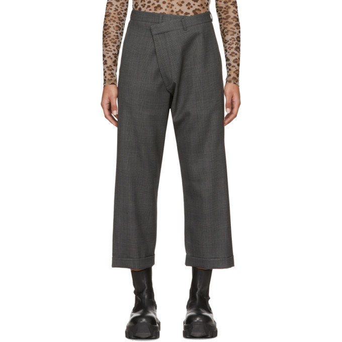 R13 Grey Check Crossover Trousers R13