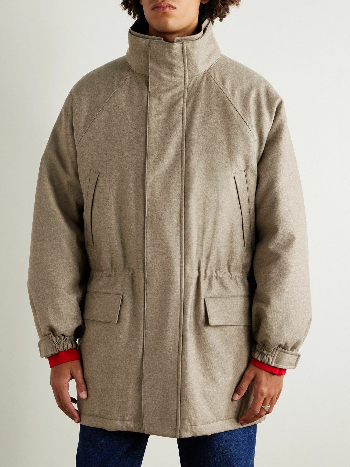 Auralee - Oversized Padded Wool Coat - Brown Auralee