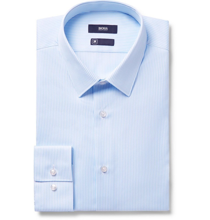 Photo: Hugo Boss - Blue Elliott Striped Cotton Shirt - Blue