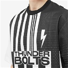 Neil Barrett Men's Multistripe Thunderbolt Football T-Shirt in Black/White
